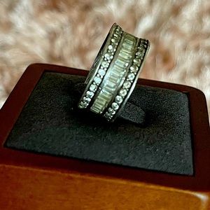 Gorgeous triple row eternity wedding band in sterling silver 925